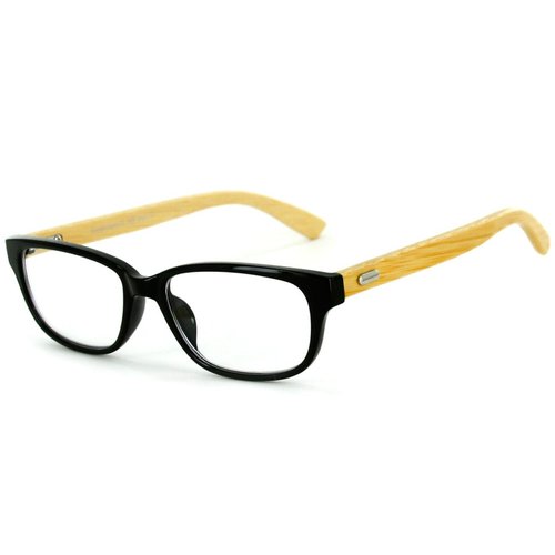Aloha Eyewear Zen Garden Eco-Chic Wayfarer Reading Glasses with Recycled Bamboo Temples for Men and Women (Black +2.00)