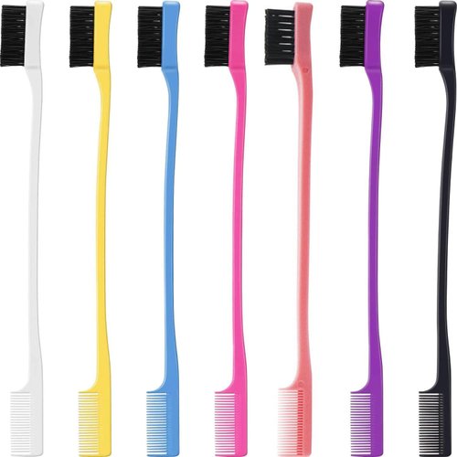 14 Pieces Hair Edge Brush Comb Double Sided Control Hair Brush Grooming Smooth Comb Brush Eyebrow Brush 7 Colors