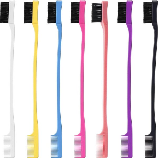 14 Pieces Hair Edge Brush Comb Double Sided Control Hair Brush Grooming Smooth Comb Brush Eyebrow Brush 7 Colors