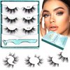 GOO GOO Mink Eyelashes Fake Eyelashes, Natural Crossed Cluster Daily Type 16mm 1 Style 3 Pairs/set Siberian 3D Mink Eyelashes Hand Made Strips False Eyelashes Fluffy Real Eyelashes