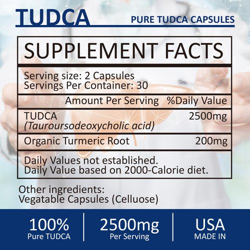 RimTuku 2500MG TUDCA Supplement - Bile Salts Liver Detox & Cleanse and Gallbladder Clease Health Formula Live Supplement 60 Capsules