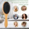 OWIIZI Natural Boar Bristle Brush for Women Mens Kid Soft Boar Bristle Hair Brush Bamboo Detangler Brush and Tail Comb Set for Long Curly Fine Hair