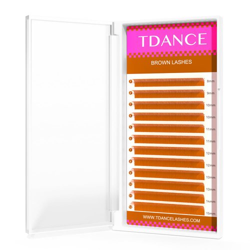 TDANCE Brown Lash Extensions Colored Lash Extensions 0.03/0.05/0.07mm C/D Curl Premium Brown Eyelash Extensions Salon Use (Light Brown,0.05-C,8-15mm)