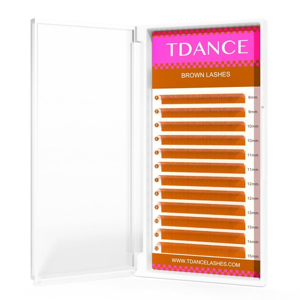 TDANCE Brown Lash Extensions Colored Lash Extensions 0.03/0.05/0.07mm C/D Curl Premium Brown Eyelash Extensions Salon Use (Light Brown,0.05-C,8-15mm)
