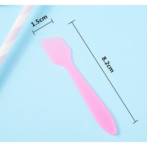 100PCS Plastic Disposable Mini Cosmetic Spatula Facial Cream Spoon Small Makeup Scoop DIY Tool for Mixing and Sampling Beauty Product Pink