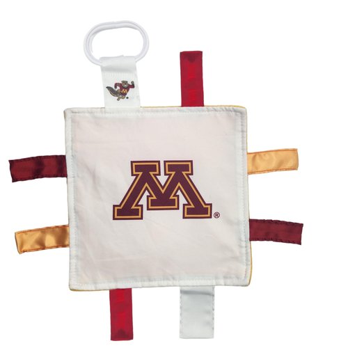 University of Minnesota Crinkle Learning Lovey Sensory Plush Blanket - Tag Toys for Babies - Baby Stroller Toys - Sports Team Pride MVP Registry Gift w/Stroller Clip (8 x 8 Tag Toy)…