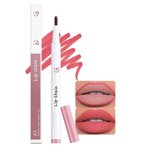 HHLTOH Red Matte Lip Tint Stain Marker Pen,2in1 Liquid Lipstick & Lip Liner Pencil,Long Lasting Waterproof,Ultra-Pigmented & Waterproof, 24 Hour Lip gloss for Women, Vegan & Cruelty-Free, 02
