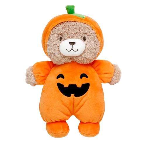 Halloween 9 inch Plush Rattle with Embroidered Jack-O-Lantern for Baby, (Orange Pumpkin, Bear)