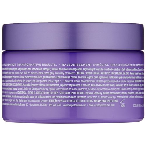 Obliphica Seaberry Hair Mask - Deep Conditioning Hydrating Treatment for Dry and Damaged Hair - Moisturizing Hair Repair and Growth Mask for Medium, Coarse, and Color-Treated Hair - 8.5 Ounces
