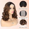 WIGER Short Big Curly Lace Front Wigs Loose Wave Wig Short Wavy Bob Wigs for Black Women Ombre Brown Middle Part Shoulder Length Wig Synthetic Wigs