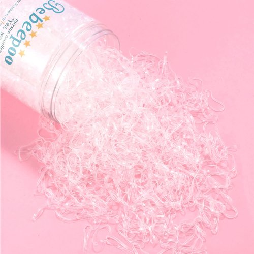 Clear Hair Elastics，BEBEEPOO 2500pcs Rubber Bands for Hair, Clear Mini Elastic Rubber Hair Bands, Small Hair Tties - STRONG - REUSEABLE