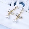 Sttiafay Vintage Crystal Pearl Dangle Earrings Rhinestone Bow Drop Earrings Cz Pearl Earrings Gold Pearl Bow Stud Earrings Jewelry for Women