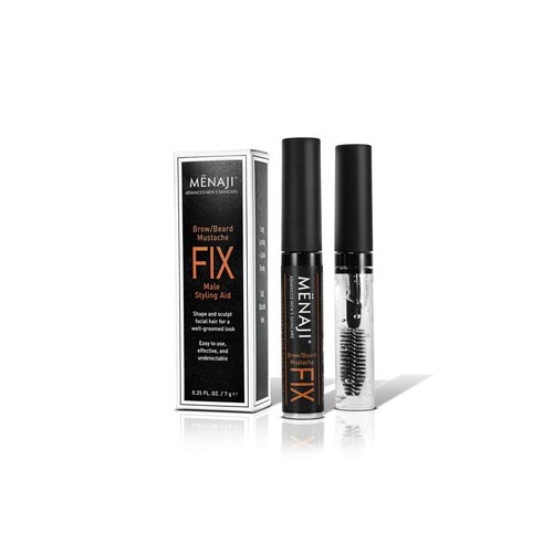 MËNAJI The Fix - Mens Beard and Brow Gel - Hold and Setting Gel with Spiral Brush - Durable and Long Lasting - Keep Facial Hair in Place - Brow and Beard Gel Clear - Brow Brush for Eyebrows -0.25 Oz