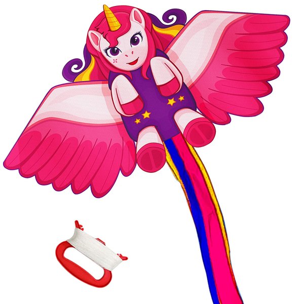 Unicorn Kite, Kites for Kids & Adults Easy to Fly, Flying Toys for 3 4 5 6 Year Boys Girls Birthday, Easy Flying Kite Comes 300 FT Kite String & Handle for Beach Outside Activitie Game