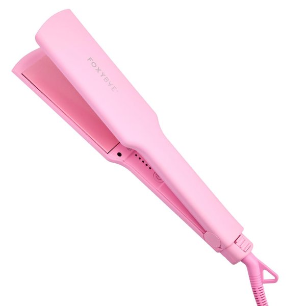 FoxyBae Flat Iron - Ceramic Tourmaline Technology - Hair Straightener with Negative Ions - Straightens & Curls Hair - Professional Salon Grade Hair Styling Tool (Pink, 1.75 Inch)