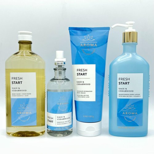 Generic 4 Works Fresh Start Sage & Cedarwood 4-Piece Bundle Wash, Mist, Body Lotion