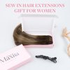 MAXITA Weft Hair Extensions Human Hair Chocolate Brown Mixed Caramel Blonde Balayage 16 Inch Hair Extensions Weft Invisible Double Weft Sew in Hair Extensions 100g Per Bundle