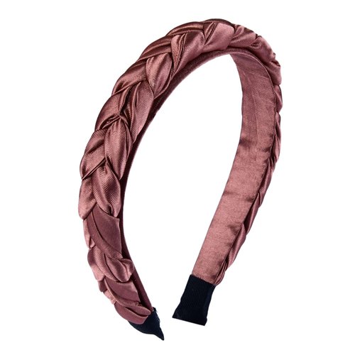1Pc Fashion Solid Headbands for Women Girls 1Inch Wide Braided Satin Silk Brown Headband Plaited Criss Cross Hairband Hairhoop Non Slip