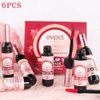 evpct Wine Lip Tint Stain 6 colors Set Long Lasting Waterproof, Mauve Light rosey nude Ruby red Dark red Light pink beige Red brown 6 Wine Bottles Shades Colored Lip Tint Stain Liquid Lipstick Set 04