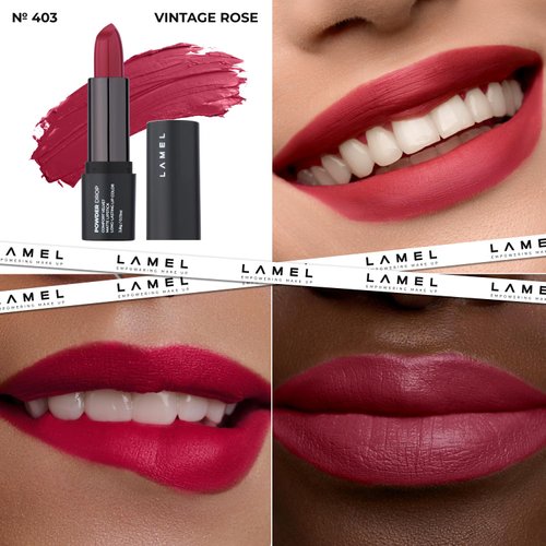 Lamel Powder Drop Lipstick – Long Lasting Matte Lipstick With Creamy & Hydrating Formula, Buildable Finish – Red Lipstick – 403 Vintage Rose