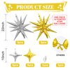 Gold Silver Star Balloons,Explosion Star Balloons Kit with 6Pcs 22Inch Cone Star Foil Balloons and 10Pcs 10Inch Four Pointed Star Balloons for Birthday Anniversary Disco Party Decorations