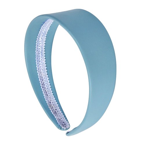 Motique Accessories 2 Inch Wide Leather Like Headband Solid Hair band (Pale Blue)