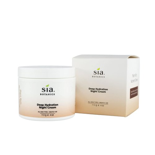 Sia Botanics Deep Hydration Night Face Cream (118ml/4oz Tub) | Facial Moisturizer w/Jojoba, Evening Primrose, Vitamin E | Natural, Clean, Botanical Skincare for Women