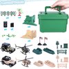LovesTown 117PCS Army Men Playset, Military Soldier Set Army Action Figures Battle Group Military Base Toy with Green Box Vehicles Helicopter for Kids