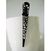Generic 3 inch black filigree flower smaller alligator hair claw clip clamp