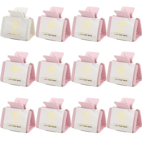 Loanzeg Bridesmaid Proposal Gifts small Square Set of 12 Bachelorette Hair Claw Clips ideas Bridal Shower Gift for Wedding Party Favors(12, White&Pink)