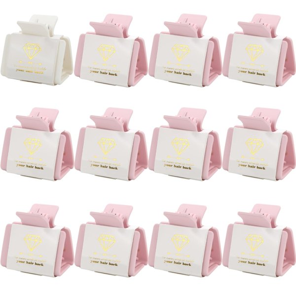 Loanzeg Bridesmaid Proposal Gifts small Square Set of 12 Bachelorette Hair Claw Clips ideas Bridal Shower Gift for Wedding Party Favors(12, White&Pink)
