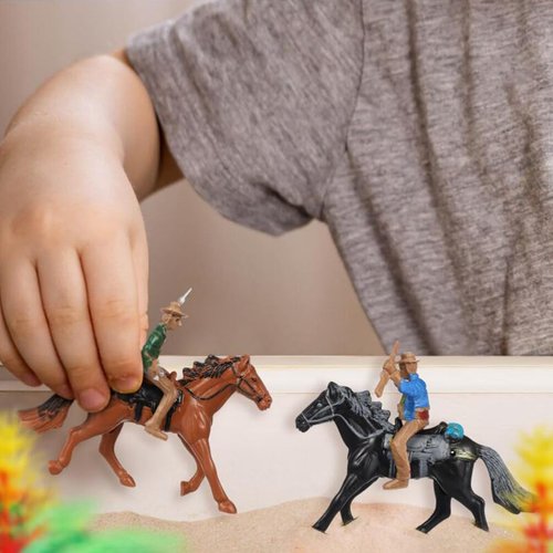 Western Figures Horse Carriage Model Playset Plastic West Figurines Riding Horse Action Figure Educational Toys Table Decoration for Boys Girls Kids