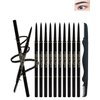 12Pcs Waterproof Black Eyebrow Pencil Set, Professional Brow Micro Eyebrow Retractable Pencil, Ultra Fine Long Lasting for Perfect Eye Liner Brows Women Eye Makeup Shaping & Filling Brow Gel Pen- 01