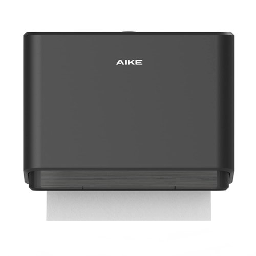 AIKE Multifold Paper Towel Dispenser, Wall Mount Tissue Dispenser with Smart Lock, 200 Sheets Black, Folded Size 10" x 3.1" Or Smaller