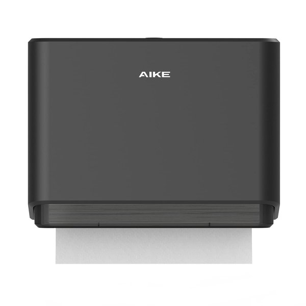 AIKE Multifold Paper Towel Dispenser, Wall Mount Tissue Dispenser with Smart Lock, 200 Sheets Black, Folded Size 10" x 3.1" Or Smaller