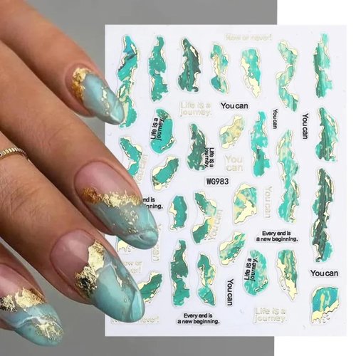 6 Sheets Marble Nail Stickers 3D Bronzing Gold Marble Nail Art Stickers Blooming Nail Decals Watercolor Smudge Nail Sticker Self-Adhesive Foil Stickers for Women Girls Acrylic Nail Decorations