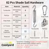 Coolyard 82 Pcs Sun Sail Shade Hardware Kit,Shade Sail Installation Kit 6 inch with Paracord Ropes for Triangle Rectangle Square Sun Shade Sails