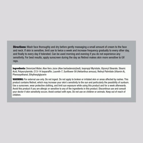 Piping Rock Retinol Cream for Face and Neck | 4 oz | Ultra Potent | Non GMO, Gluten Free