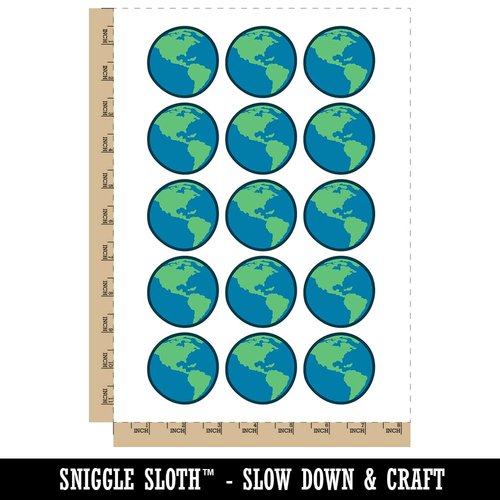 Earth Globe Travel Doodle Temporary Tattoo Water Resistant Fake Body Art Set Collection - 15 2" Tattoos (1 Sheet)