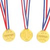 Fun Central 72 Pieces - Gold Plastic Winner Award Medals in Bulk for Kids