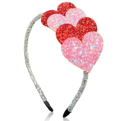 Totelux Valentines Heart Headband Glitter Hair Band Pink Red Love Heart Hair Accessories for Women Girls Valentine’s Day Party Headdress Decoration Birthday Wedding Supplies Gift