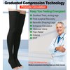 Thigh High Compression Stockings, Open Toe, Pair, Firm Support 20-30mmHg Gradient Compression Socks with Silicone Band, Unisex, Opaque, Best for Spider & Varicose Veins, Edema, Swelling, Black M