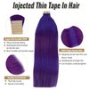 Tape in Hair Extensions Human Hair 16inch 30g 20pcs Purple Remy Hair Extensions Real Human Hair Tape in Invisible Natural Hair Extensions