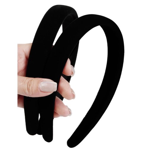 Black Velvet Headbands for Women Non Slip, Thick Velvet Headbands for Girls Trendy Women Head Bands Comfortable Elegant Headbands for Women’s Hair Stretchy Hairbands Fashion Hair Accessories