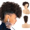 KRSI Afro High Puff Hair Bun Ponytail Drawstring With Bangs Synthetic Light Brown Spring Curly Mohawk Kinkys Wigs Curly Fauxhawks Pony Tail Clip in on Ponytail Hair Extensions for Black Women(1B/33#)