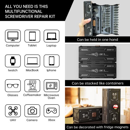 JAKEMY 180 in 1 Precision Screwdriver Set, Computer Screwdriver Kit, Professional Magnetic Repair Tool Kit with Home Drill Bits for Most Laptop, Phone, Xbox, MacBook, Game Console, Modding, DIY