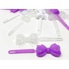 Tara Girls Super Cute Self Hinge Plastic Mulit Design Hair Barrettes Selection. 20pc white clear purple mix bow shape.