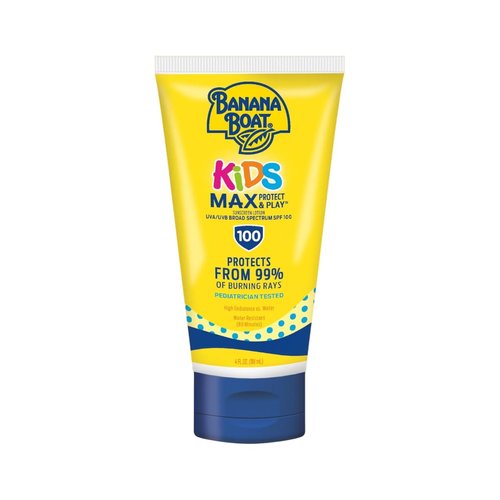 Banana Boat Kids Max Protect & Play Broad Spectrum Sunscreen SPF 100 4 oz (Pack of 8)