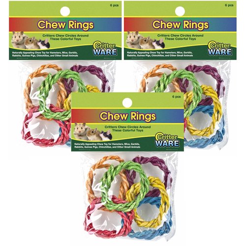 Ware 18 Pack of Chew Rings, 3 6-Piece Packs, Small Animal Chew Toys