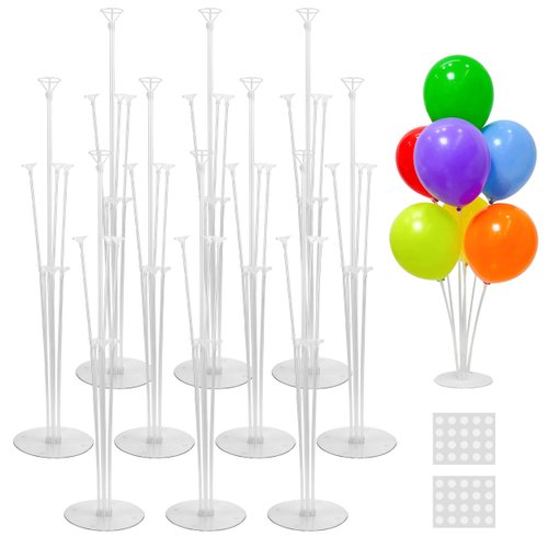 JOYYPOP 10 Sets Balloon Stand Kit, Balloon Sticks with Base Party Supplies Birthday Graduation Pa...